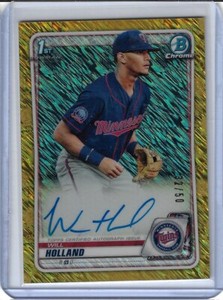 2020 Bowman Chrome Will Holland GOLD SHIMMER REFRACTOR AUTO #32/50 Twins 1st