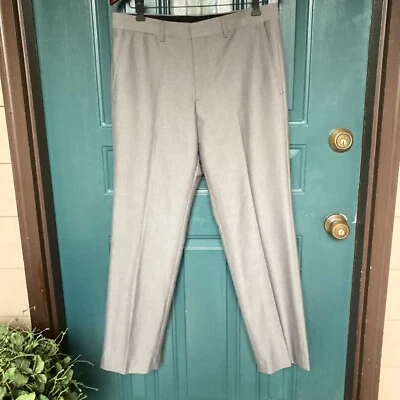 J Ferrar Dress Pants Mens 32 Slim Gray Stretch Creased Fully Lined Trouser 32x30 - Image 1 of 4