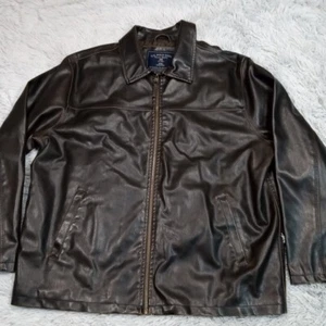U.S. Polo Assn. Jacket Mens XXL Brown Lined Coat Pockets Zip Up PVC Aviator - Picture 1 of 14