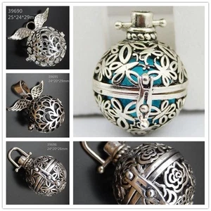 Mexican Bola Ball Harmony Ball Openable Silver color Angel Caller Locket Pendant - Picture 1 of 39