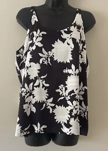 White House Black Market Reversible V-neck Tank Floral/Stripe Size LP NWOT - Picture 1 of 6