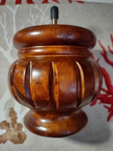4.25'' TALL SOLID WOOD FURNITURE LEGS, 4 PC SET, TURNED WALNUT FINISH THREAD ROD - Picture 1 of 7