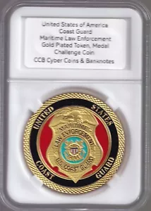 US Coast Guard Maritime Law Enforcement Gold-Plated Token/Medal Challenge Coin - Picture 1 of 5