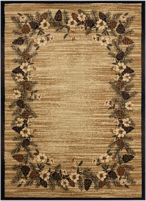 Lodge Cabin Rustic Pinecone Wreath Area Rug **FREE SHIPPING** - Image 1 of 3