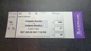 Brendan Rodgers FIRST HR ticket 6/05/21 Rockies vs A's rare  - Picture 1 of 1