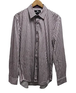 Camicia uomo Butter Cloth taglia L bottoni davanti bordeaux/bianco cotone a quadri L/S usata in ottime condizioni - Foto 1 di 6