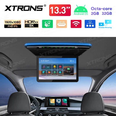 13.3" FHD 8K Video Android Octa-Core 2+32GB Car Roof TV Monitor HDMI USB Speaker - Image 1 of 4