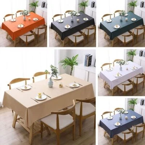 Waterproof Square Table Cloth Solid Color Table Cover Home Supplies - Picture 1 of 20