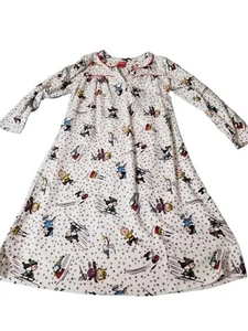 SNOOPY Girls Sz 6/6x Long White Granny Flannel Nightgown Peanut Gang Skating - Picture 1 of 8