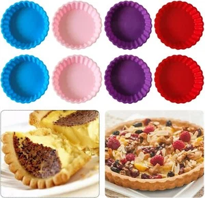 8 pcs Silicone Tart and Pie Molds, 4 Inch Fluted Mini Mould random color - Picture 1 of 3