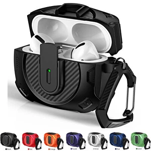 For Apple AirPods 4th 3rd 2nd Gen/Pro 2 Shockproof Armor Lock Case with Keychain - Picture 1 of 25