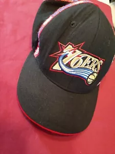 Gorra de béisbol Philadelphia 76ers sombrero ajustado lana negra talla 7 1/4 vintage Reebok - Imagen 1 de 8