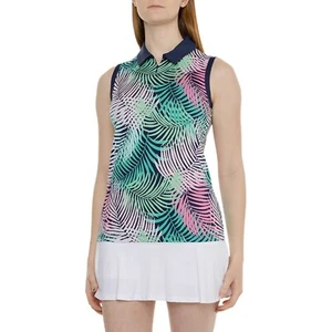 New Tommy Bahama Polo Shirt Top UPF50, Zip Neck, Sleeveless,Tropical Size Small - Picture 1 of 3