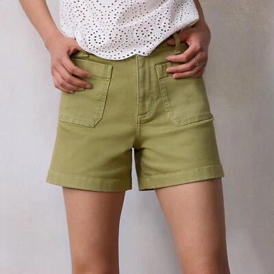 $40 Lauren Conrad Mujer Súper Alto Parche Bolsillo Corto-Giada Verde-Talla 4 Foto 1 de 4