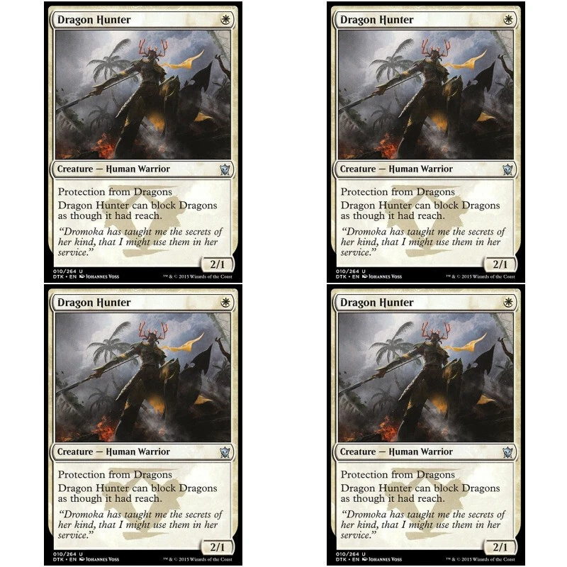 4 x DRAGON HUNTER NM Dragons of Tarkir MTG White - Human Warrior Unc - Image 1 of 1