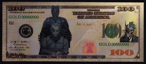 DC Comics Joker & Batman United States USA $100 Gold Foil Banknote - Picture 1 of 3