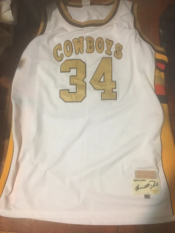 True School Authentics Fennis Dembo Wyoming Cowboys 1988 3XL Size 56 Pistons Cover