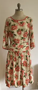 Vestido y cinturón de té de seda floral estilo vintage Toast, talla 12 Reino Unido, precio de venta sugerido por el fabricante 155 GBP - Imagen 1 de 12