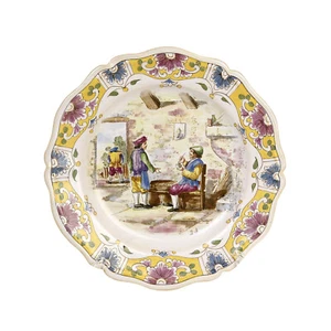 Lille Faience Country Pub Plate - France - 19thC. - 9" - Picture 1 of 5