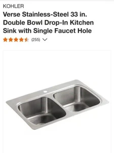KOHLER Drop-In Kitchen Sink 33" Insulated 18-Gauge Stainless-Steel Double Bowl - Bild 1 von 3