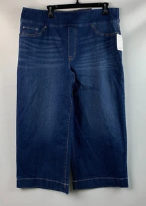 Kim Rogers Cropped Wide Leg Blue Denim Tummy Control Pockets Pull On Size 18 NEW - Picture 1 of 10