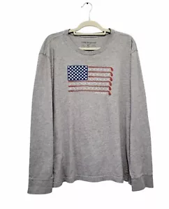 Life is Good Shirt Uomo XL Manica Lunga Frantoio T Tee Golf Bandiera USA Grigio Crew - Foto 1 di 4