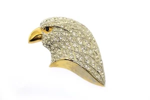 Weißkopfseeadler Anstecknadel Brosche Pave Strass 2" Adlerkopf Gold Metall  - Bild 1 von 2