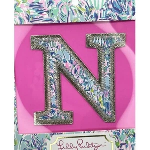 New In Box Lilly Pulitzer Letter "N" Monogram Sticker Pattern Cabana Cocktail - Picture 1 of 3