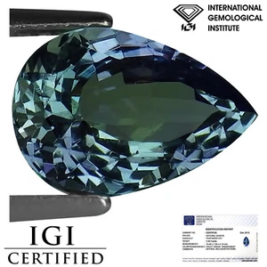 2.50 Ct IGI Certified A+ Natural Tanzanite Gemstone Violet Green Pear Cut - Picture 1 of 2