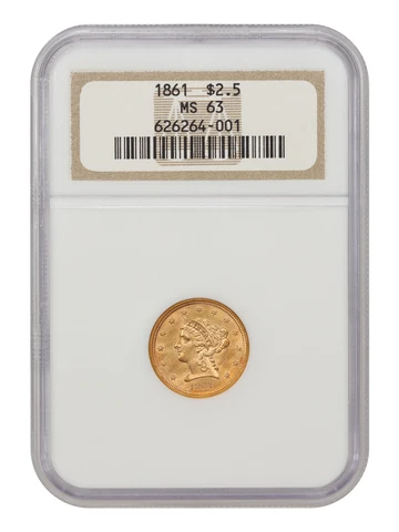 1861 $2.50 New Reverse NGC MS63 Cover