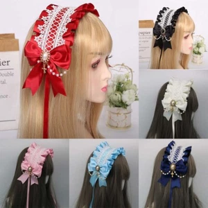 Diadema Lolita Volantes Moño Encaje Prendas para la cabeza Princesa Gótica Dulce Accesorio para el cabello` - Imagen 1 de 22