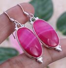 Next Day Dispatch Stripped Agate Earrings With 925 Sterling Silver Hook 30mm 4.8