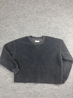 American Eagle Sherpa Fleece Sweatshirt Women's S Black Cropped Pullover Crew - Image 1 of 4