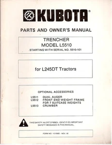 Kubota Modell 5510 Trencher für L245DT Traktor Bedienungs- & Teileanleitung - Bild 1 von 1