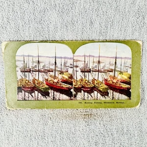 Antiker Stereoview Hering Angeln Skudesnes Norwegen 245 Boote - Bild 1 von 3