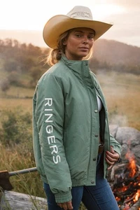 Ringers Western Tesbury Button Up Womens Quilted Jacket in Leaf/Off White - Picture 1 of 10