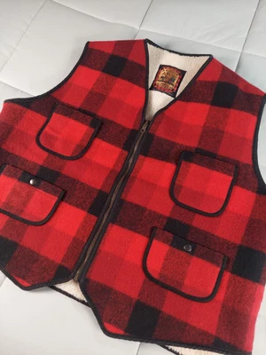 Vintage Woolrich Wool Sweater Vest Mens 2XL Buffalo Plaid Reversable Outdoors  - Image 1 of 4