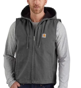 Chaleco con Capucha Carhartt Gris Lona Pato Vellón Forrado Ajuste Relajado OV3837-M 2XLT - Imagen 1 de 8