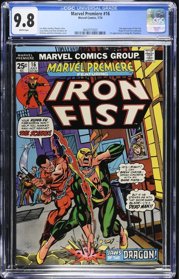 MARVEL PREMIERE #16 - CGC 9.8 - WP - NM/MT - 2ND IRON FIST - Image 1 of 2