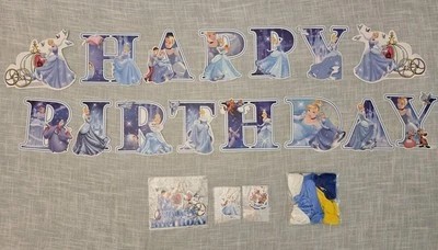 58 piezas Set de decoración de fiesta de cumpleaños Cenicienta suministros de fiesta globos adornos pancartas Foto 1 de 4