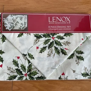 LENOX Holly Cloth 8-Piece Dining Set 4 Placemats & 4 Napkins - Picture 1 of 4