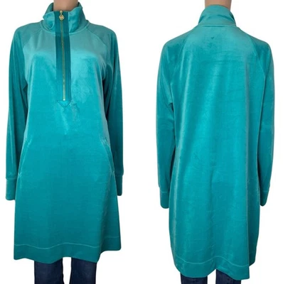 Lilly Pulitzer Skipper Velour Velvet Dress Tunic in Maldives Green Size Large - Image 1 of 4