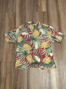Tommy Bahama Mens 100% Silk Hawaiian Shirt Large Floral Button Up Short Sleeve - Picture 1 of 5