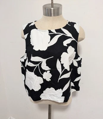 Top corto Kate Spade X Target negro blanco floral de algodón talla L informal   Foto 1 de 4