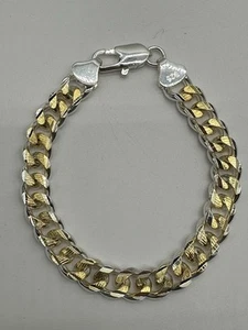 Men’s Sterling Silver And Gold Tone Chain Bracelet - Picture 1 of 6