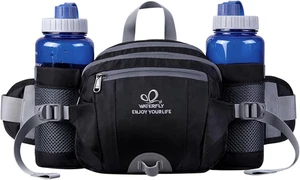 Fanny Pack Waist Bag: Fannie Pack 2 Water Bottle Holders Lumbar Belt Hiking Walk - Picture 1 of 12