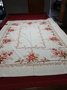 Vintage Mid Century Pansey Pink And Red tablecloth Brand New 54x72 Garden State  - Picture 1 of 11