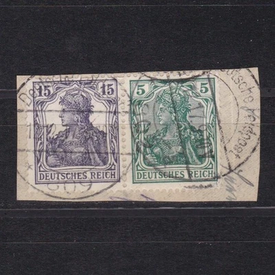 GERMANY 1917/18, Mi# W9, CV €400, Definitive combination from booklet, Used - Image 1 of 2