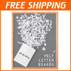 Elegant Gray Felt Letter Board 16x20 with 348 Changeable Letters and Oak Frame - Picture 1 of 8