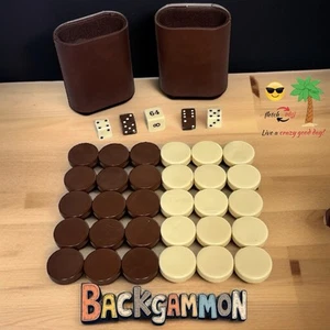 Backgammon Brown Shakers with Double Dice Replacements w/Checkers L👀k & Read - Picture 1 of 7